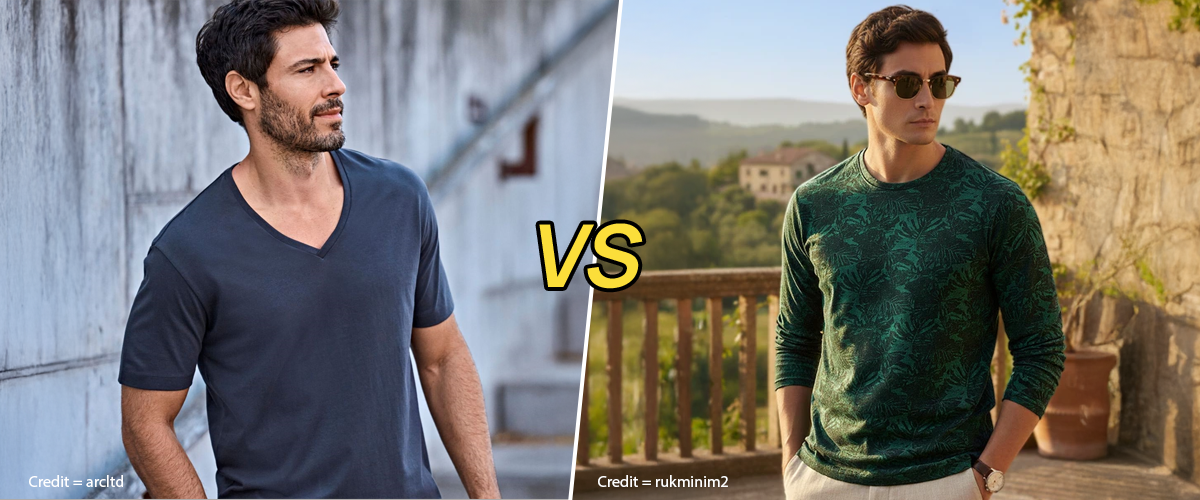 Crew Neck vs V-Neck T-Shirts for Men: Which Style Looks Better?