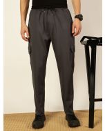 Dark Grey  Mid Rise Solid Cotton Track Pants