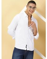 Men White Four Way Stretch Slim Fit Knit Shirt