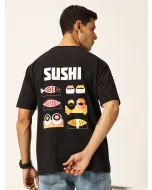 Men Black Graphic Printed Oversized Tshirt
