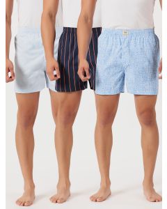 Multicolor Cricket Club Regular Fit 100% Cotton Woven Boxer Shorts (Pack of 3)