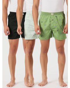 Multicolor Cricket Club Regular Fit 100% Cotton Woven Boxer Shorts (Pack of 3)