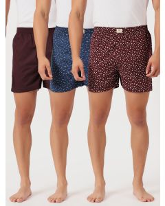 Multicolor Cricket Club Regular Fit 100% Cotton Woven Boxer Shorts (Pack of 3)
