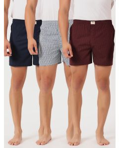 Multicolor Cricket Club Regular Fit 100% Cotton Woven Boxer Shorts (Pack of 3)