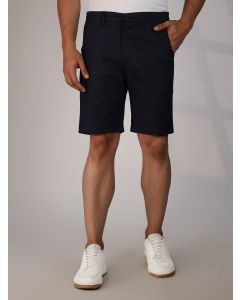 Navy Mid-Rise Slim Fit Cotton Printed Woven Chinos Shorts