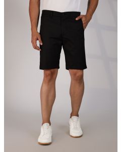 Black Mid-Rise Slim Fit Printed Cotton Woven Chinos Shorts