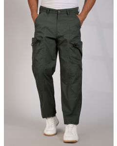 Olive Mid-Rise Straight Fit Woven Cargo Trousers