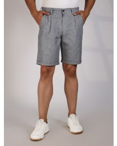 Grey Mid-Rise Regular Fit Woven Linen Chino Shorts