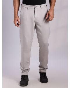 Grey Mid-Rise Straight Fit Woven Chino Trousers