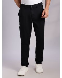 Black Mid-Rise Straight Fit Woven Chino Trousers