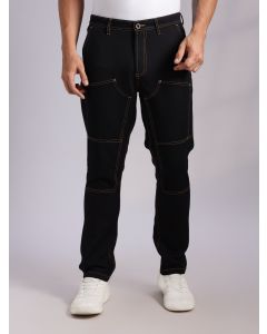 Black Mid-Rise Straight Fit Woven Trouser