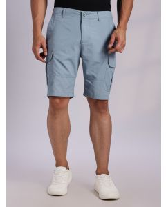 MidBlue Mid-Rise Regular Fit Solid Woven Cargo Shorts