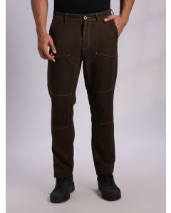 DarkOlive Mid-Rise Straight Fit Woven Trouser