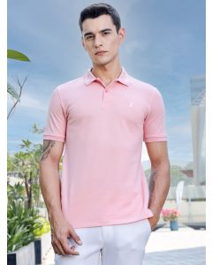 Pink Regular Fit Short Sleeve Polo Collar Knitted T-shirt
