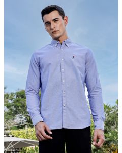 InkBlue Slim Fit Long Sleeves Button-Down Collar Solid Casual Shirt