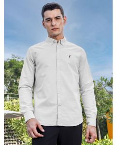 Beige Slim Fit Long Sleeves Button-Down Collar Solid Casual Shirt