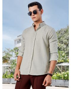Green Slim Fit Long Sleeves Button-Down Collar Woven Casual Shirt