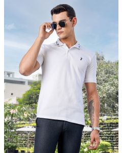 White Cricket Club Collection Regular Fit Short Sleeve Polo Collar Knitted T-shirt