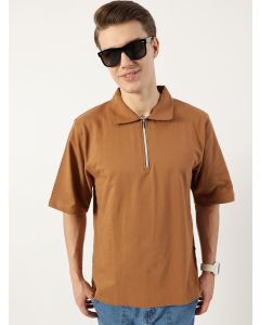 Brown  Polo Collar Bio Finish T-shirt
