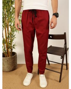 Men Maroon Mid-Rise Regular Fit Joggers Trousers