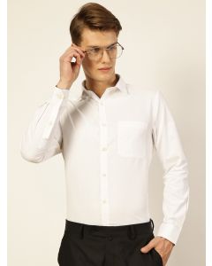 White Regular Fit Long Sleeves Solid Shirt