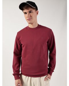 Maroon Anti Odour Solid Round Neck Pullover Sweatshirt