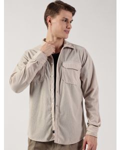 Men Beige Slim Fit Shacket