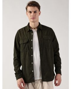 Men Green Slim Fit Shacket