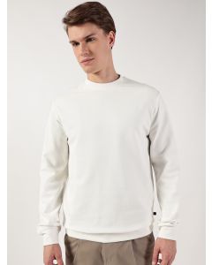 White Anti Odour Solid Round Neck Pullover Sweatshirt