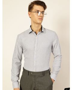 Navy Regular Fit Long Sleeves Striped Shirt