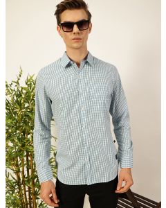 Blue Slim Fit Long Sleeves Checked Shirt