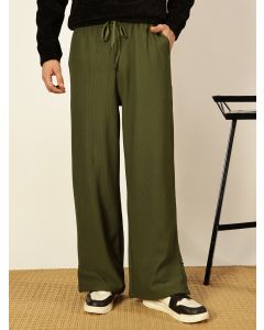 Green  Mid-Rise Loose Fit Parallel Trousers