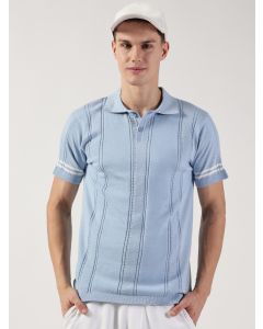 Sky Blue Regular Fit Short Sleeves Textured Tshirt