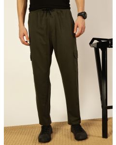 Olive  Mid-Rise Track Pants
