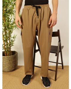 Beige  Mid-Rise Track Pants