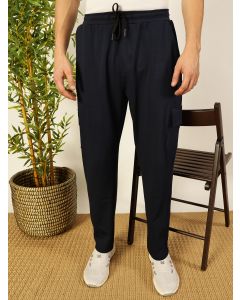Navy  Relaxed Fit Mid Rise Track Pants