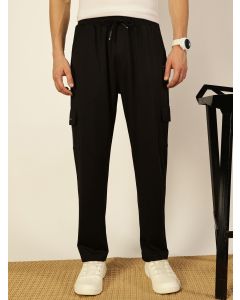 Black  Mid-Rise Track Pants