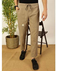 Light Grey Relaxed Fit Mid Rise Cotton Woven Joggers