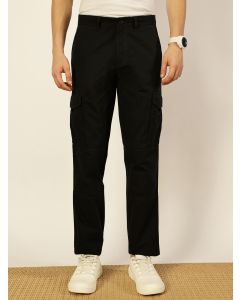 Dk Olive  Smart Straight Fit Easy Wash Cotton Cargo Trouser