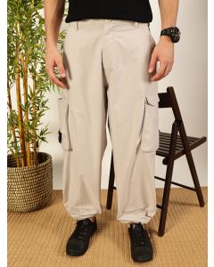 Light Grey Classic Loose Fit Regular Cargos Trousers