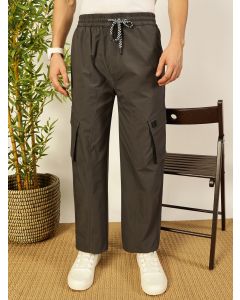 Charcoal  Smart Loose Fit Wrinkle Free Cargos Trousers