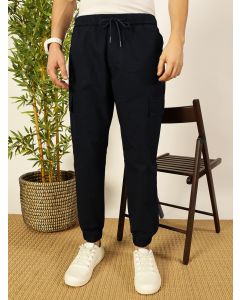 Navy  Smart Slim Fit Cargos Trousers