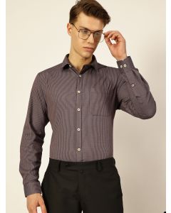Red Regular Fit Long Sleeves Striped Shirt