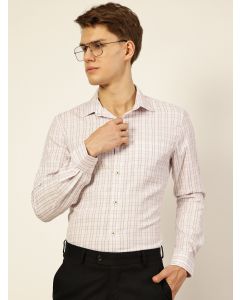 Light Pink Regular Fit Long Sleeves Checked Shirt