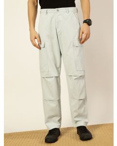 Sky Blue  Classic Straight Fit Cargos Trousers