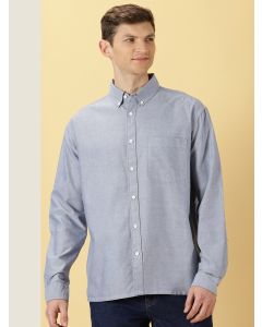 Navy Blue Regular Fit Long Sleeves Solid Shirt