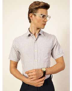 Light Blue Regular Fit Short Sleeves Checked Shirt