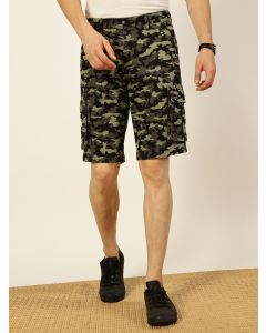 Green Camouflage Printed Outdoor Cargo Shorts