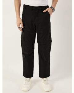 Black Relaxed Straight Fit Convertible Trousers