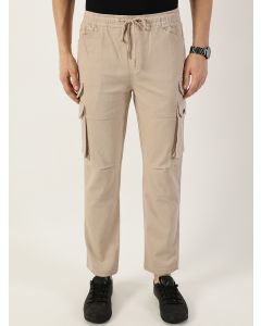 Cream Relaxed Straight Fit Cargo Trousers
